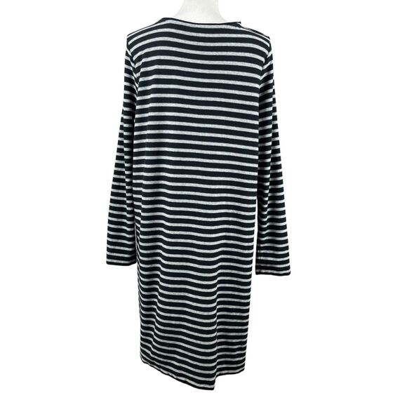 J Jill Women's Sweater Dress Size Large Tall Black Gray Striped Long Sleeve - Picture 7 of 11